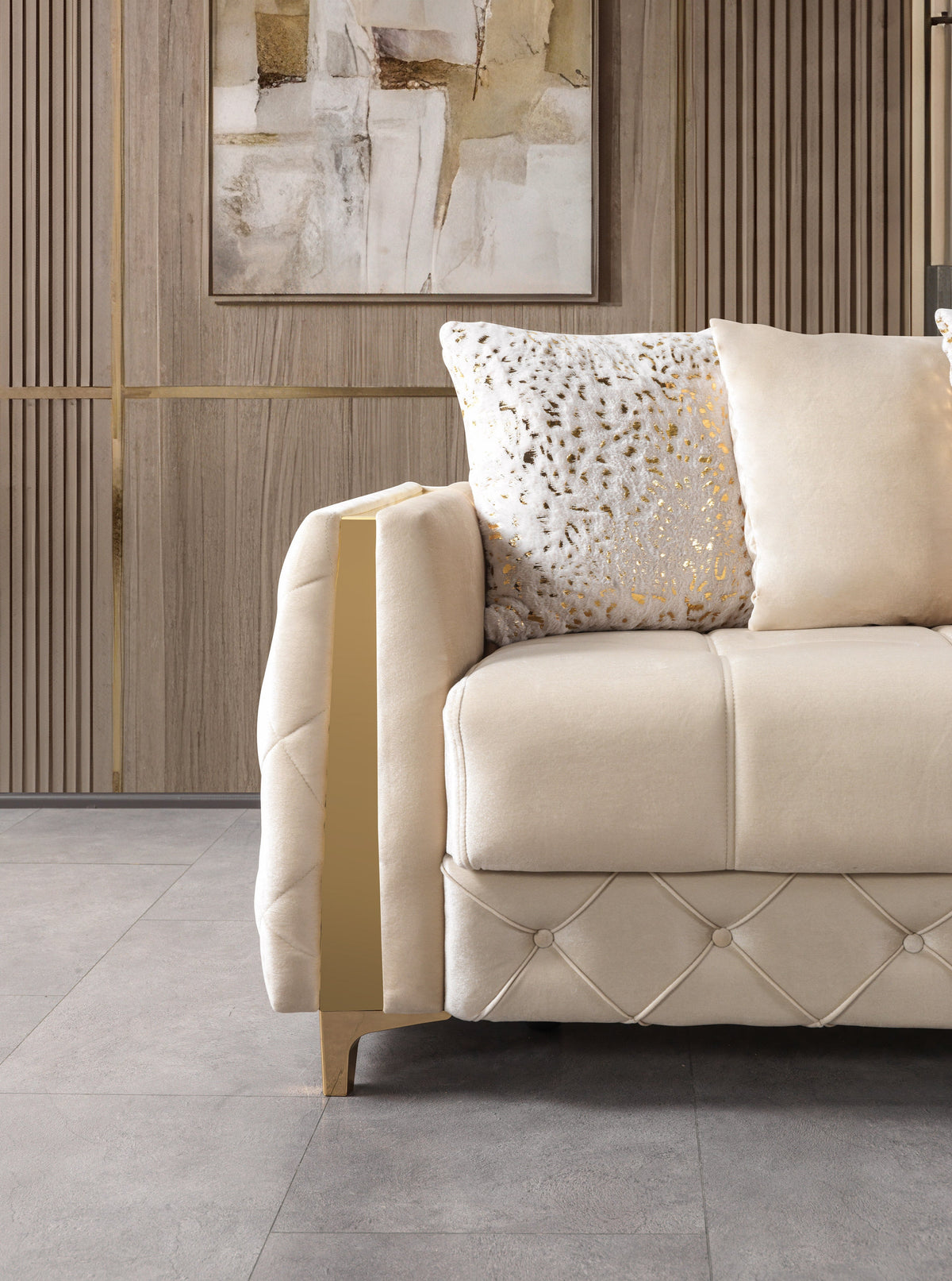 Florence Ivory Velvet Loveseat