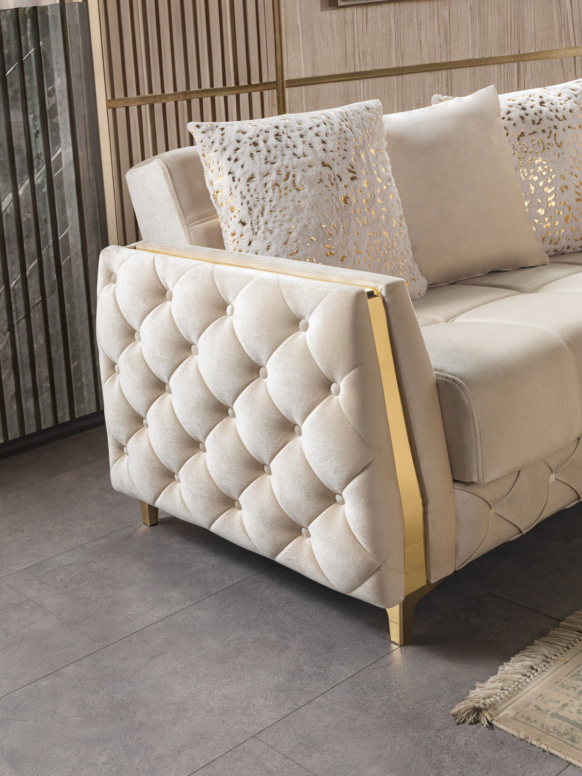 Florence Ivory Velvet Convertible Sofa