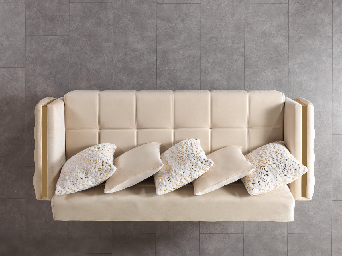 Florence Ivory Velvet Convertible Sofa