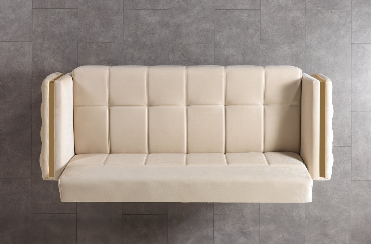 Florence Ivory Velvet Convertible Sofa