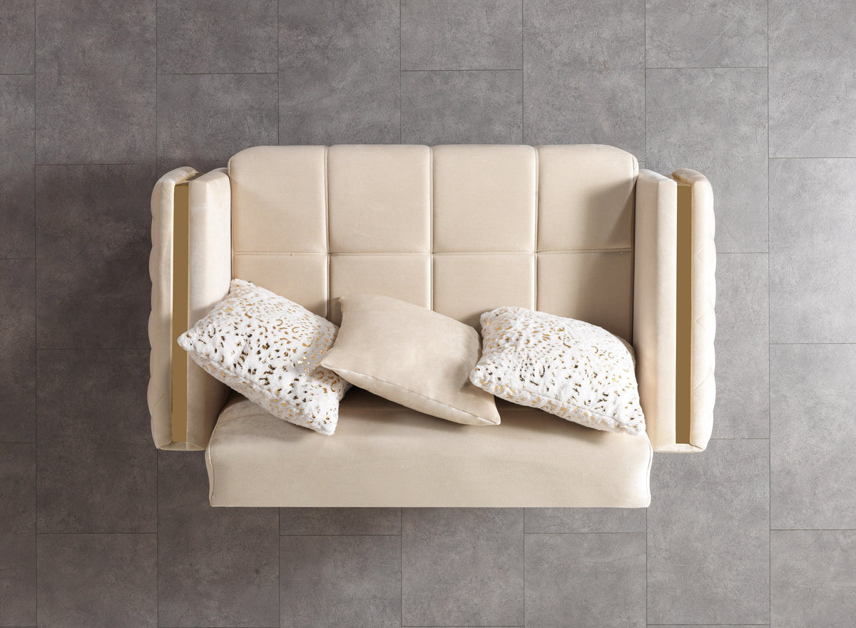 Florence Ivory Velvet Loveseat