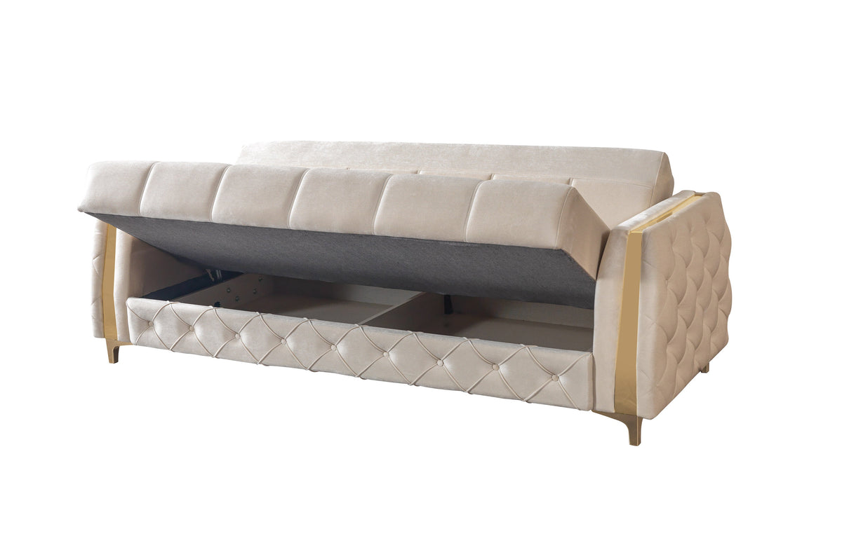 Florence Ivory Velvet Convertible Sofa
