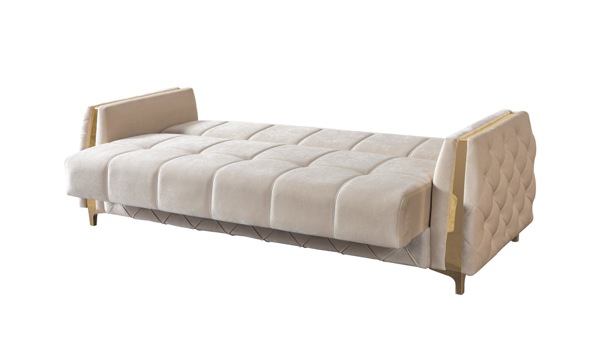 Florence Ivory Velvet Convertible Sofa