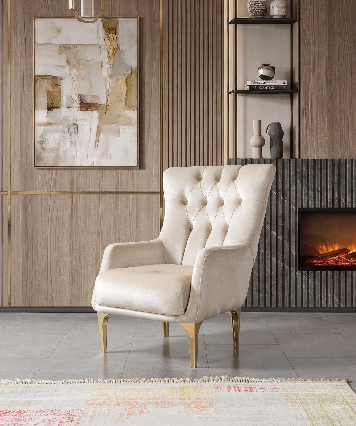 Florence Ivory Velvet Accent Chair