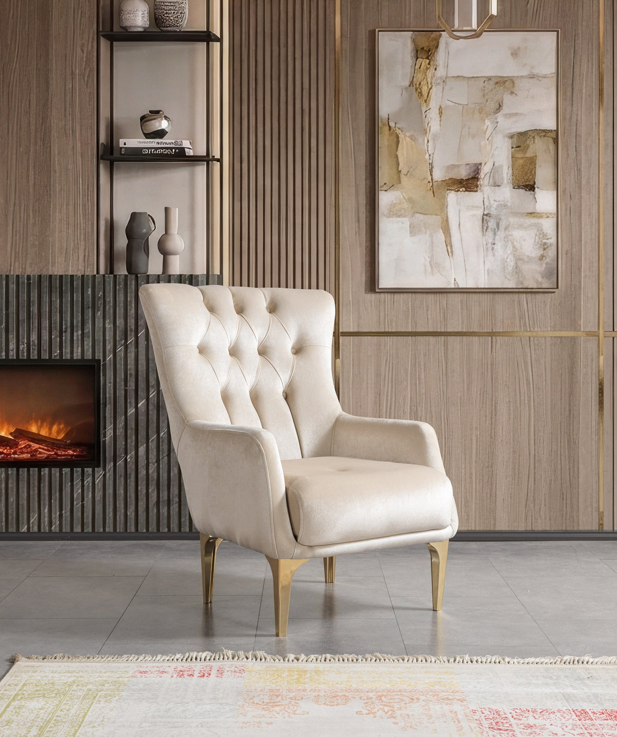 Florence Ivory Velvet Accent Chair