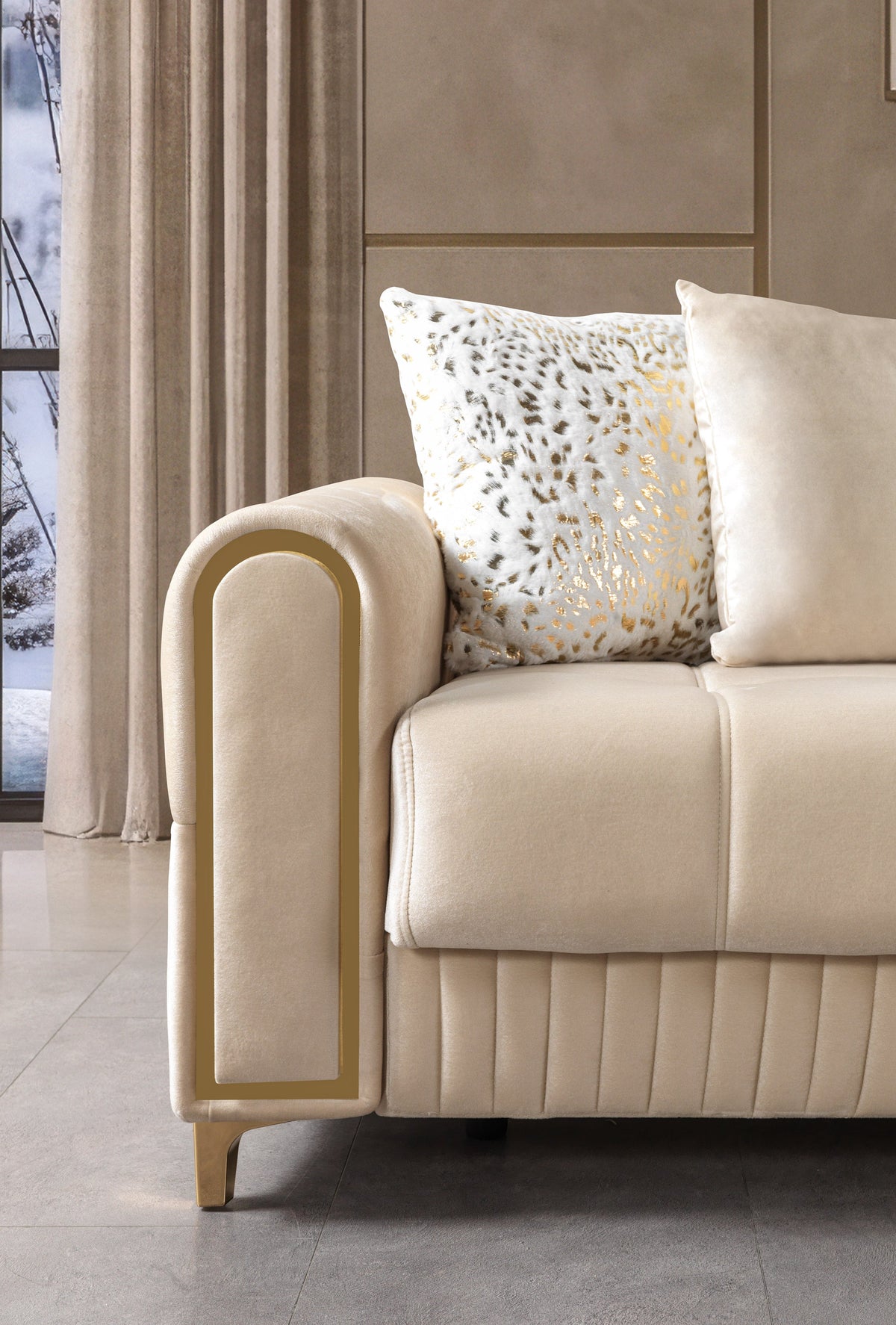 Sandra Ivory Velvet Loveseat