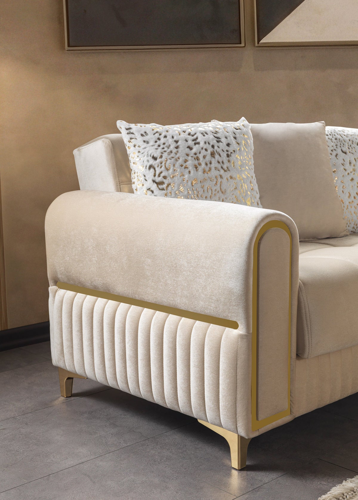 Sandra Ivory Velvet Loveseat