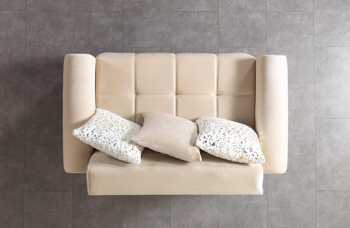 Sandra Ivory Velvet Loveseat