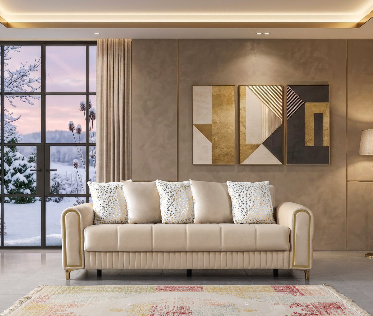 Sandra Ivory Velvet Sofa & Loveseat