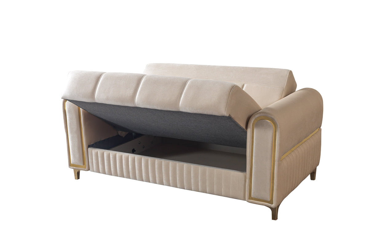Sandra Ivory Velvet Loveseat