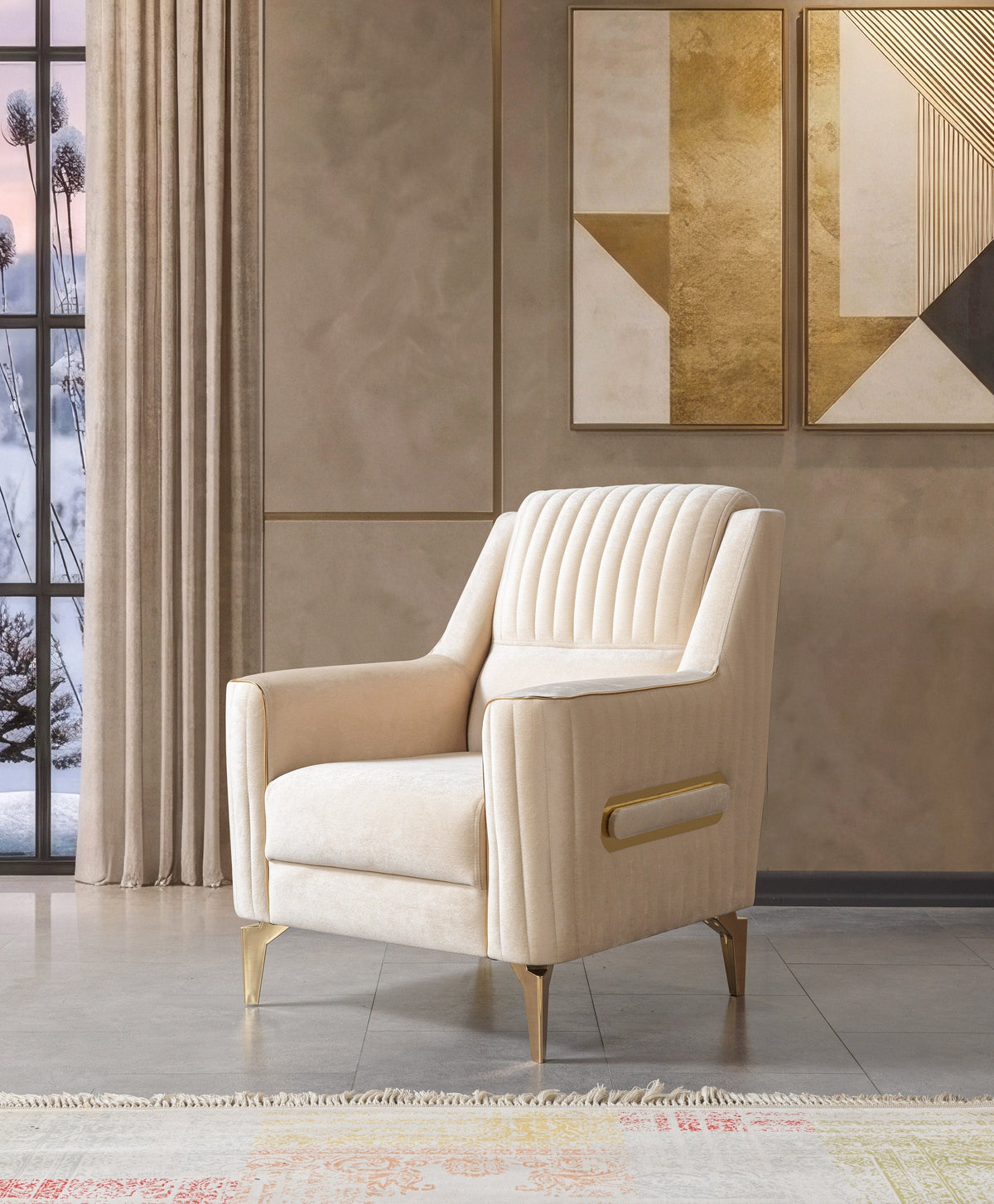 Sandra Ivory Velvet Accent Chair