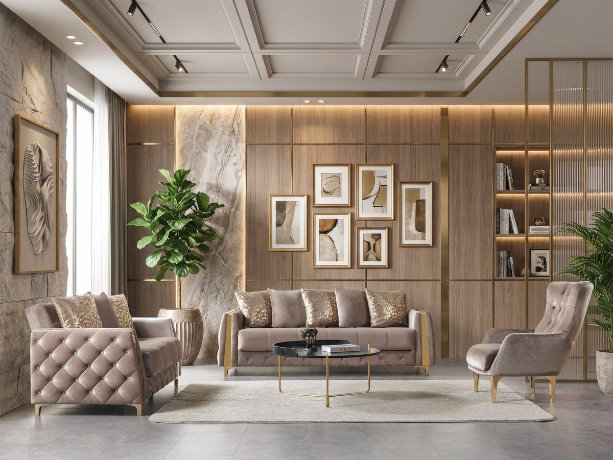 Florence Coffee Velvet Sofa & Loveseat