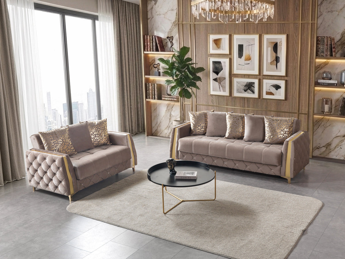 Florence Coffee Velvet Sofa & Loveseat