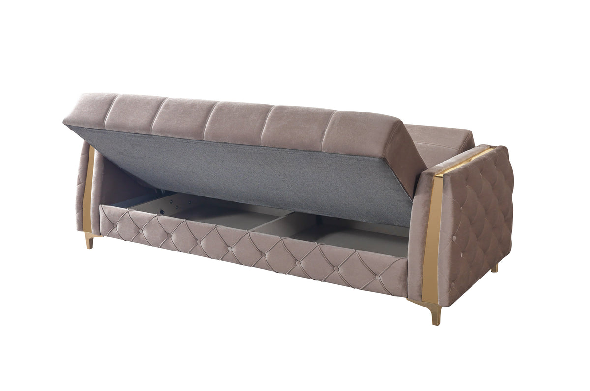 Florence Coffee Velvet Convertible Sofa