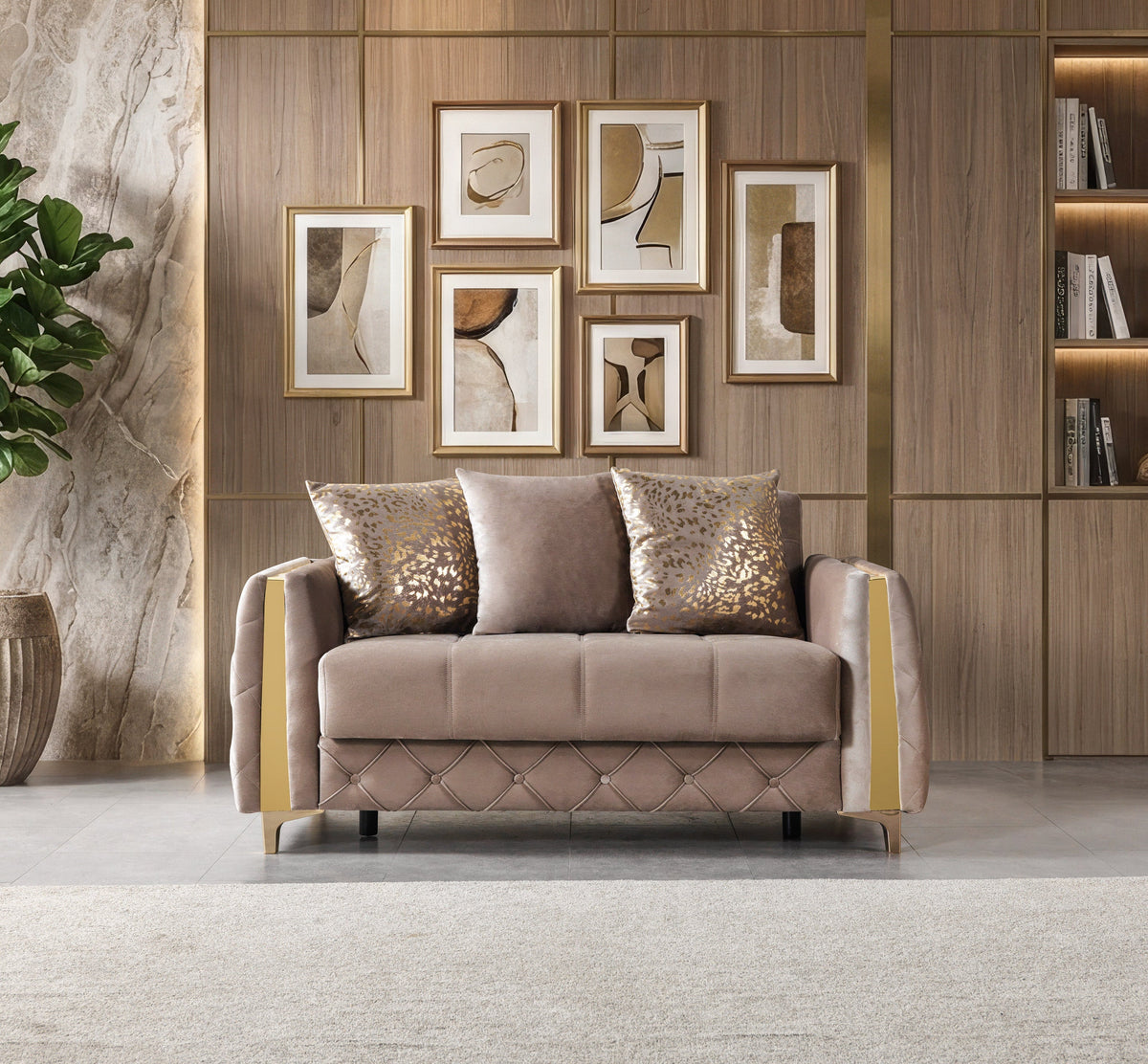 Florence Coffee Velvet Sofa & Loveseat