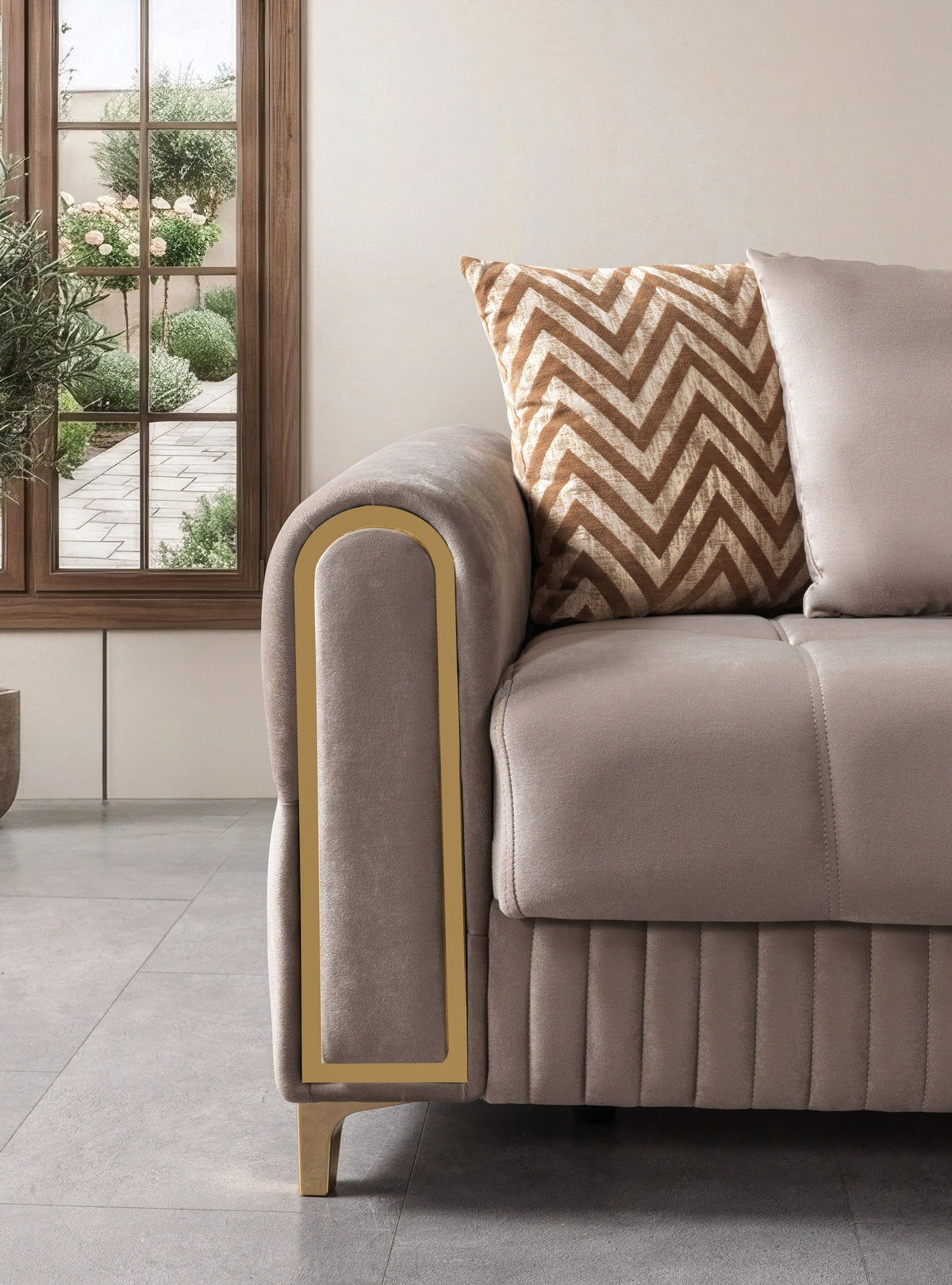Sandra Coffee Velvet Convertible Sofa