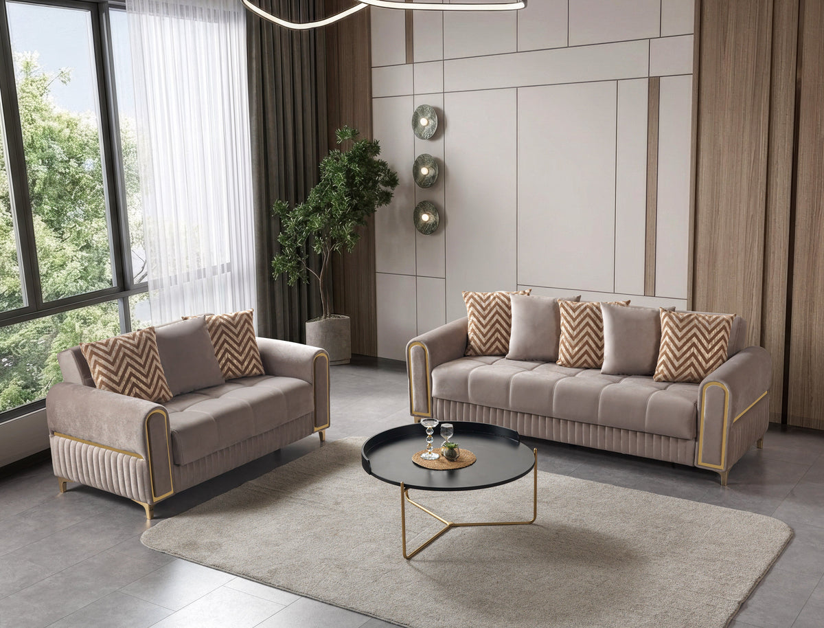 Sandra Coffee Velvet Sofa & Loveseat