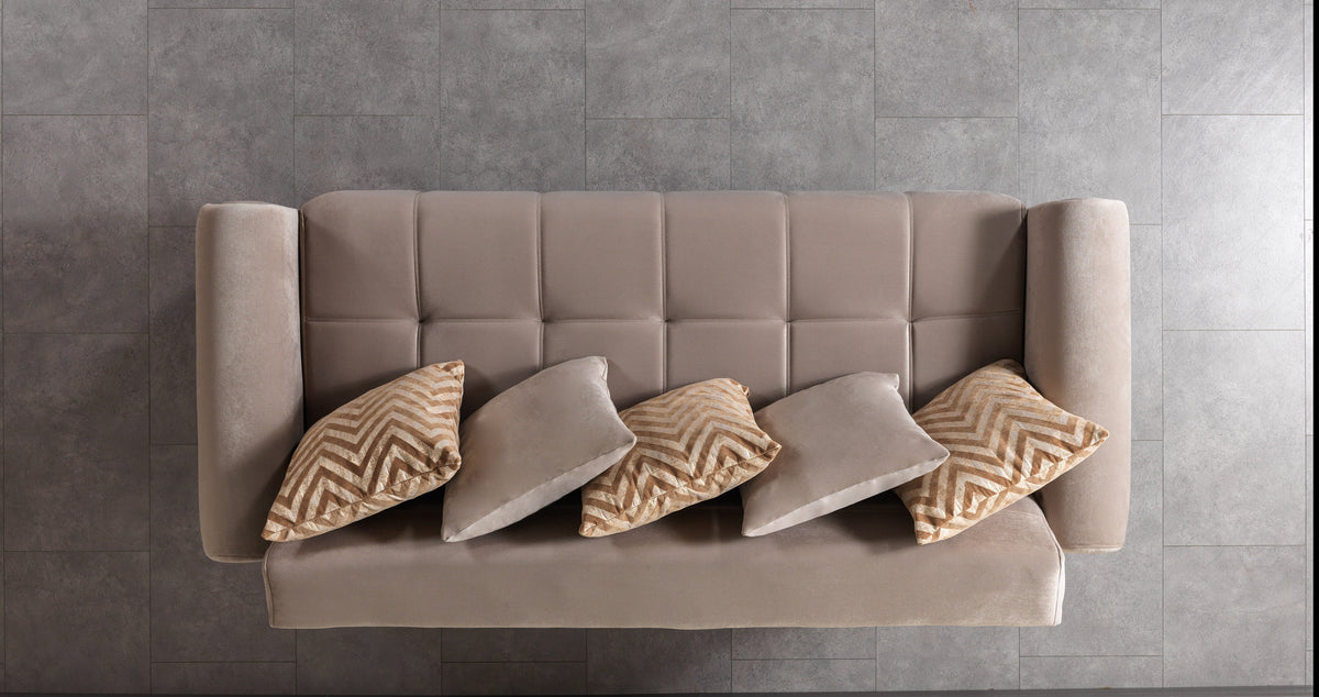Sandra Coffee Velvet Convertible Sofa