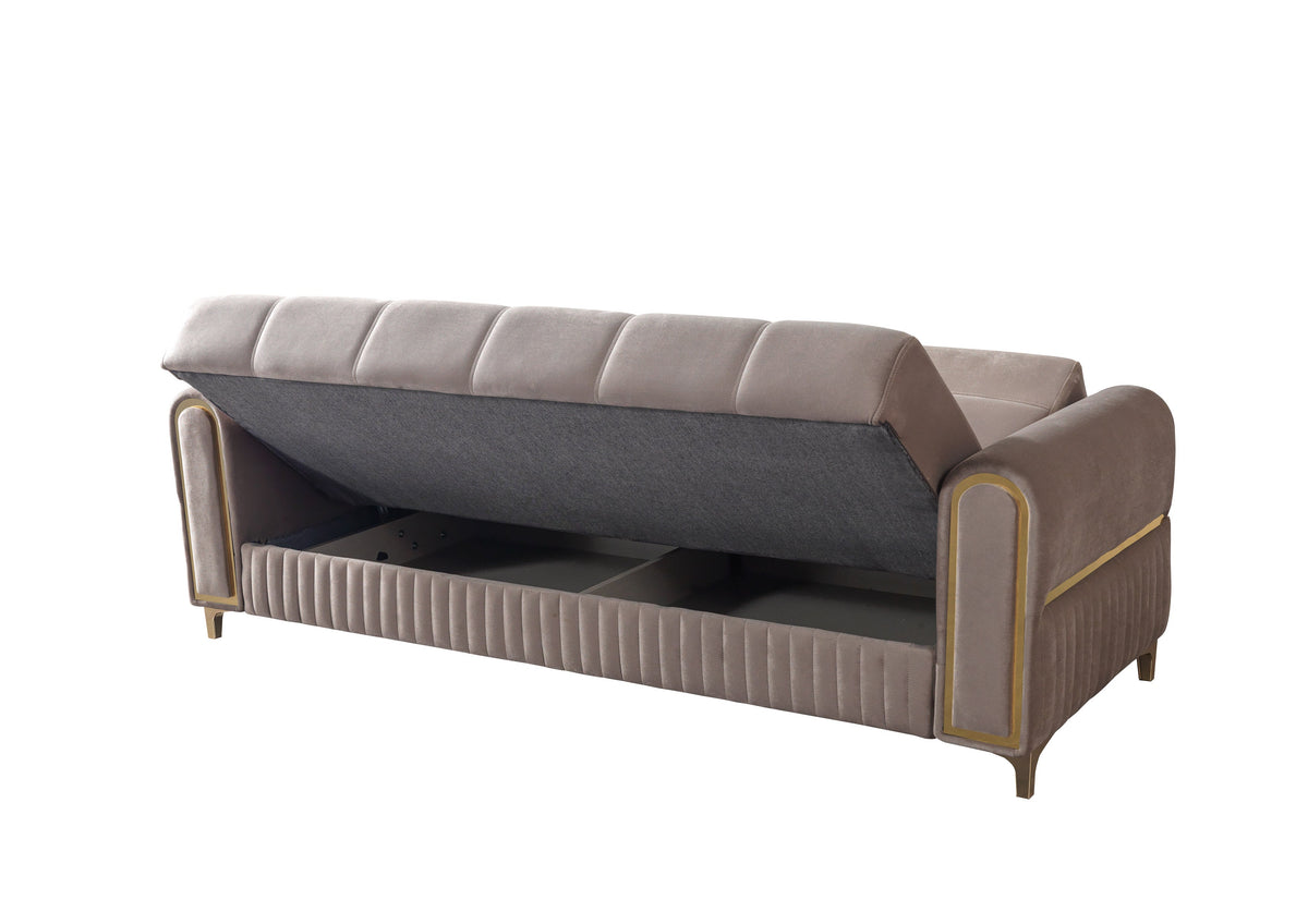 Sandra Coffee Velvet Convertible Sofa