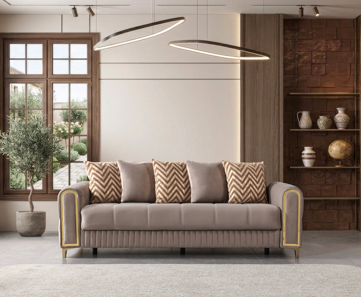 Sandra Coffee Velvet Convertible Sofa