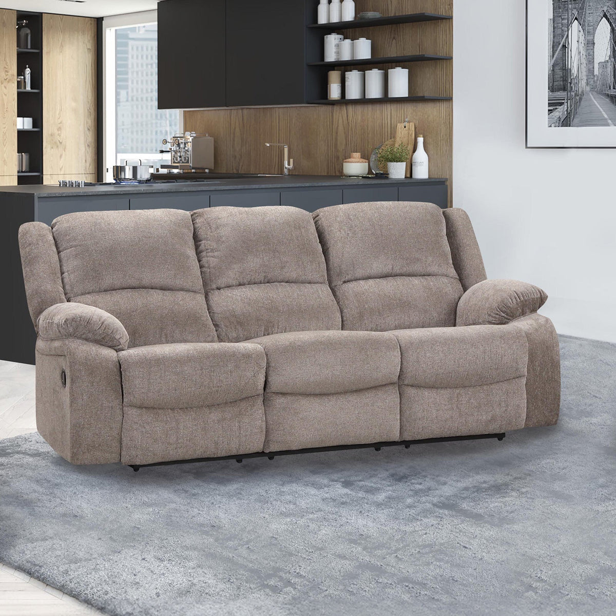 Cosimo Mocha Transitional Reclining Living Room Set