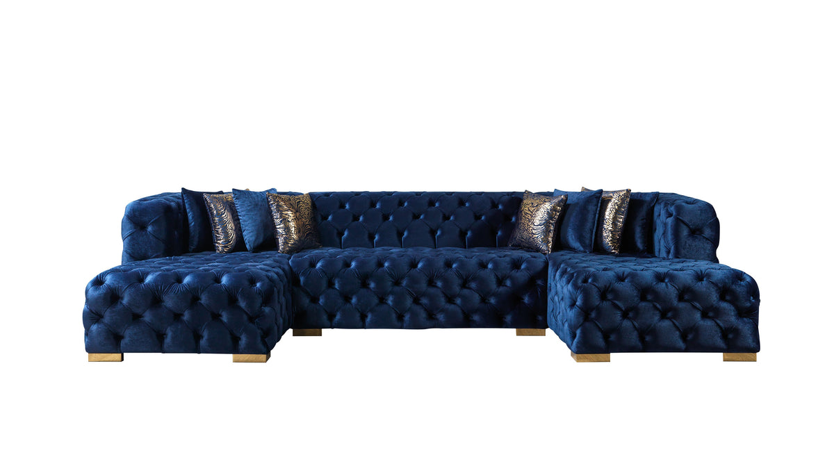 Majestic Midnight Velvet Double Chaise Sectional
