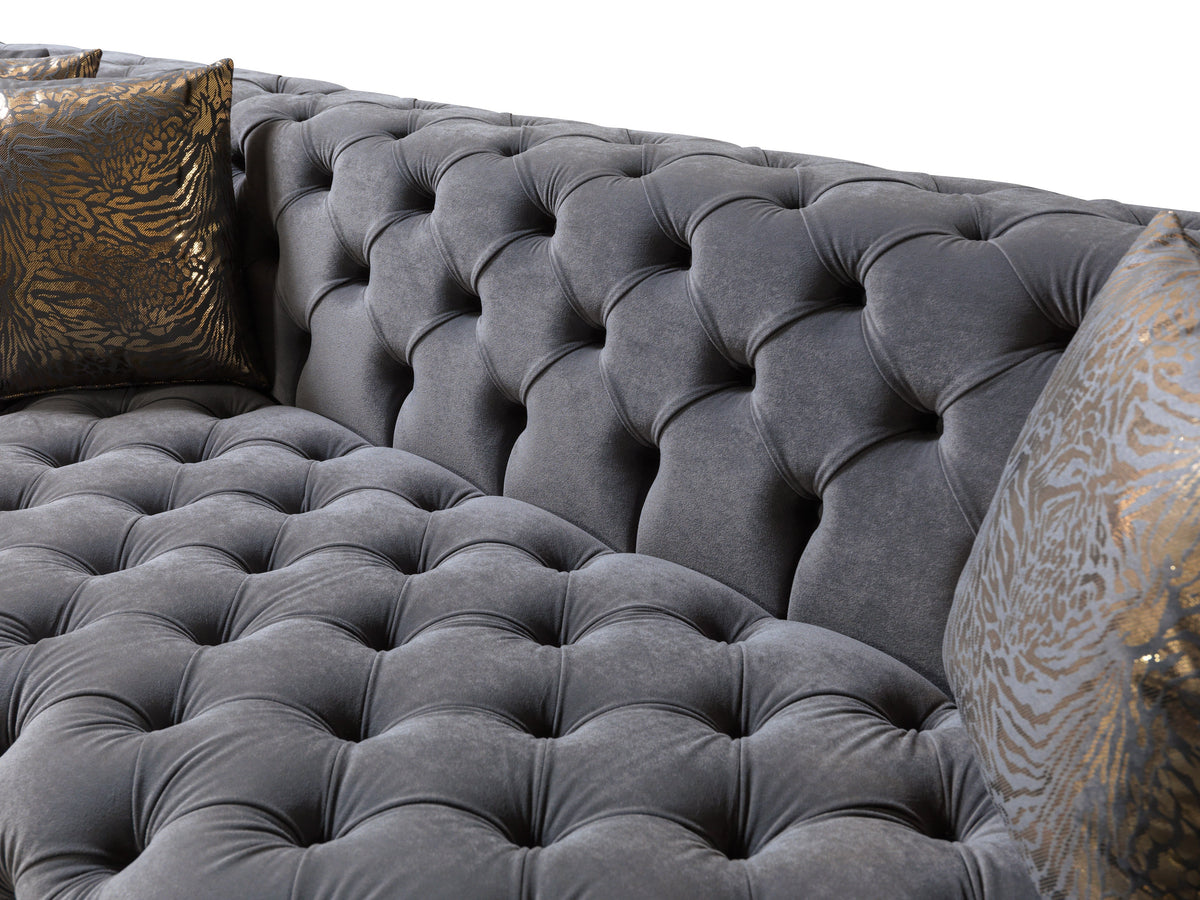 Majestic Sterling Velvet Double Chaise Sectional