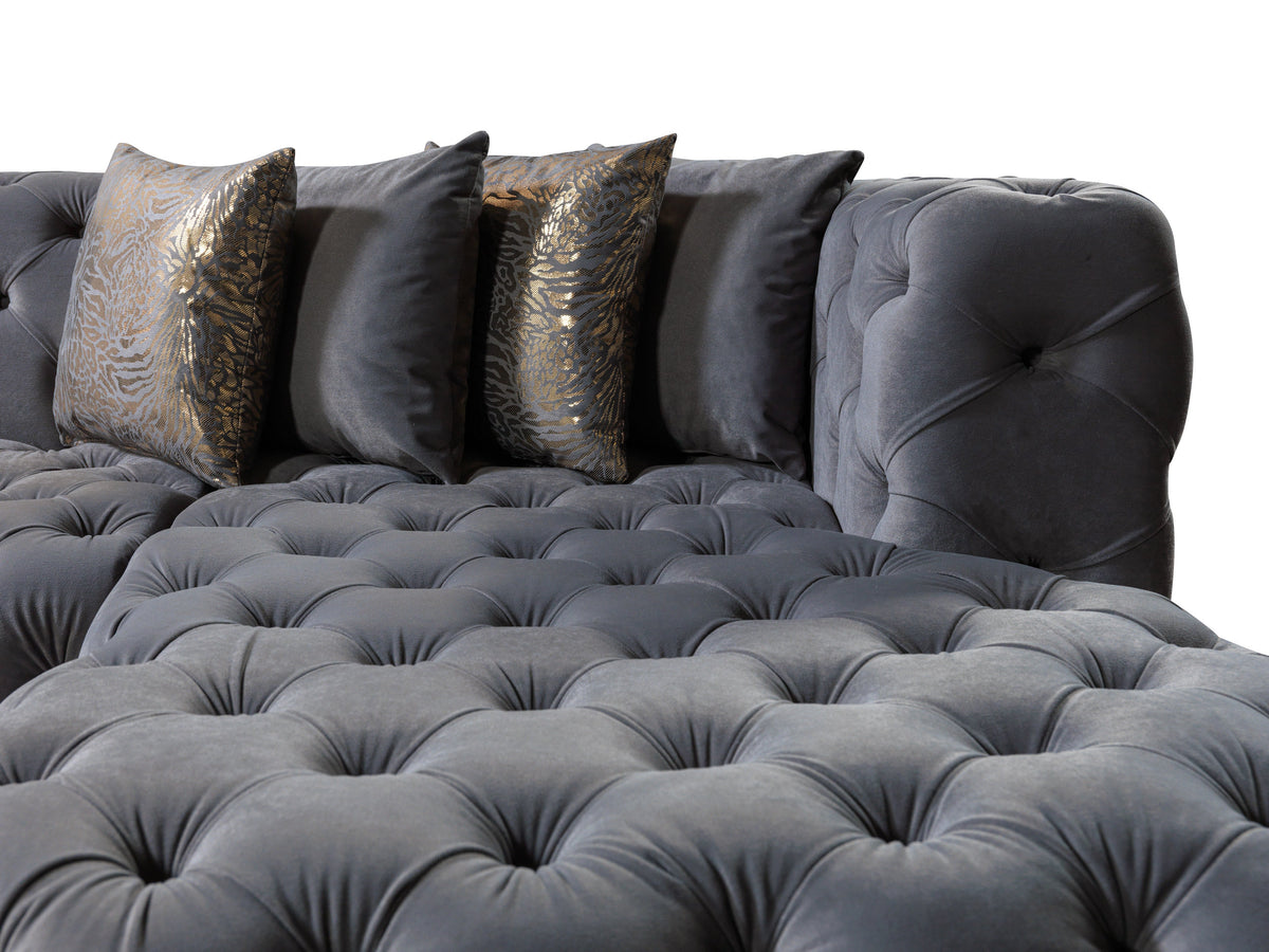 Majestic Sterling Velvet Double Chaise Sectional