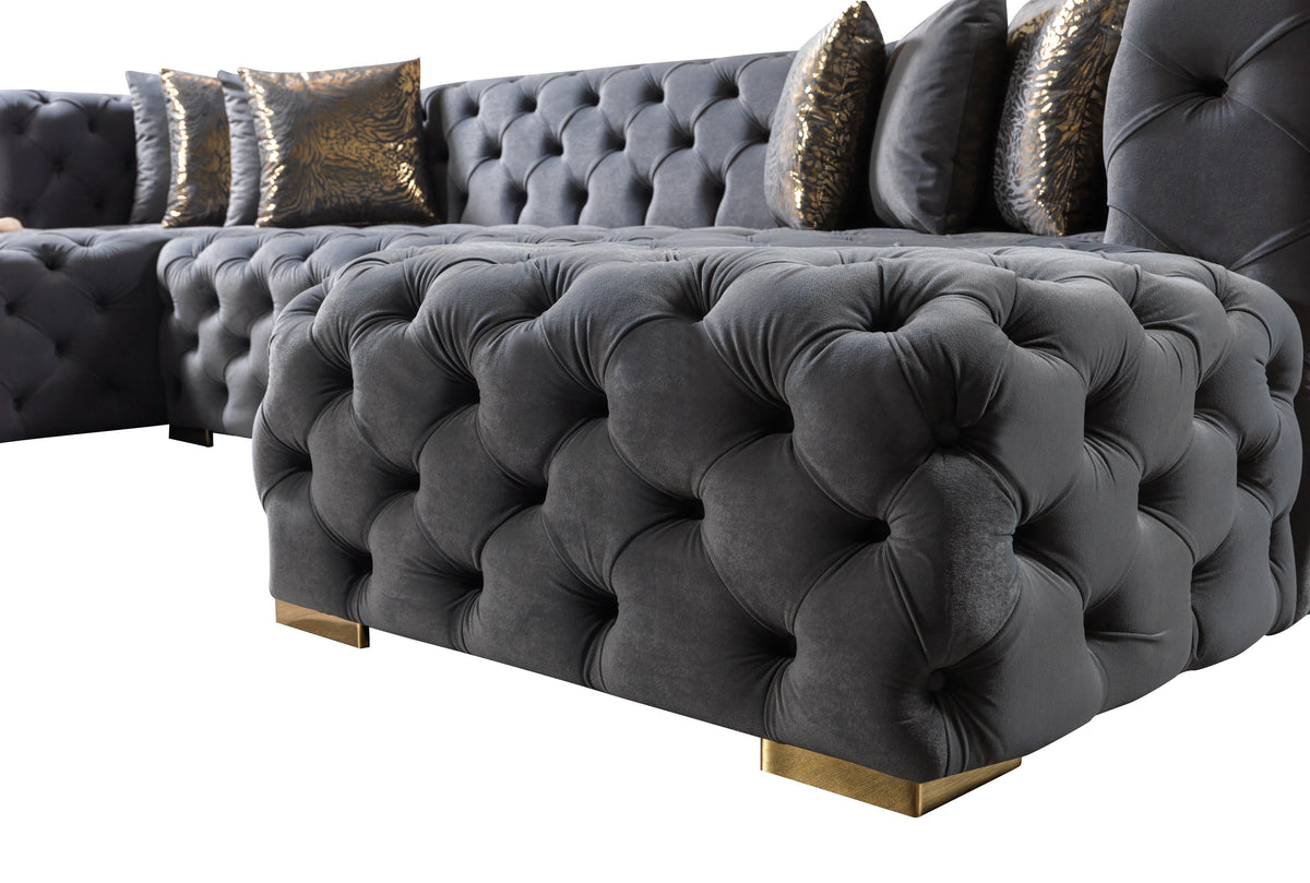 Majestic Sterling Velvet Double Chaise Sectional