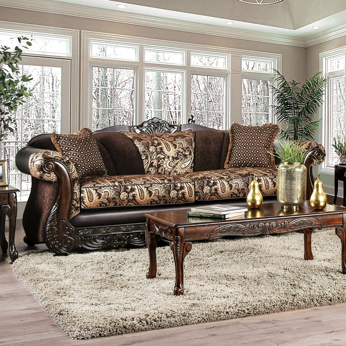 Newdale Brown/Gold Traditional Living Room Set