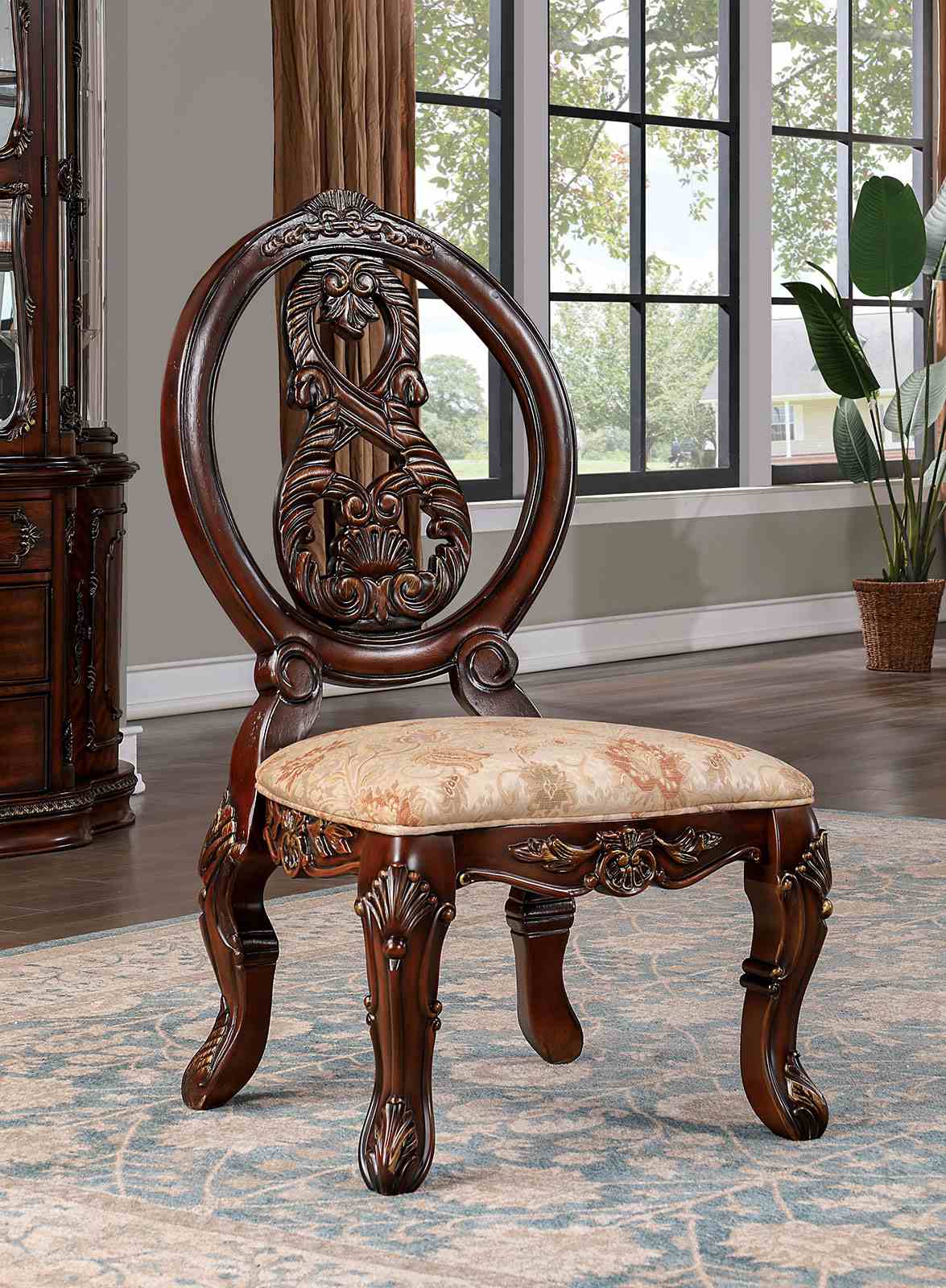 Normandy Brown Cherry 9-Piece Dining Room Set