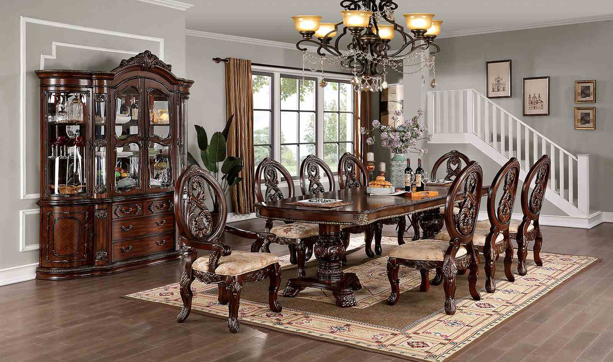 Normandy Brown Cherry 9-Piece Dining Room Set
