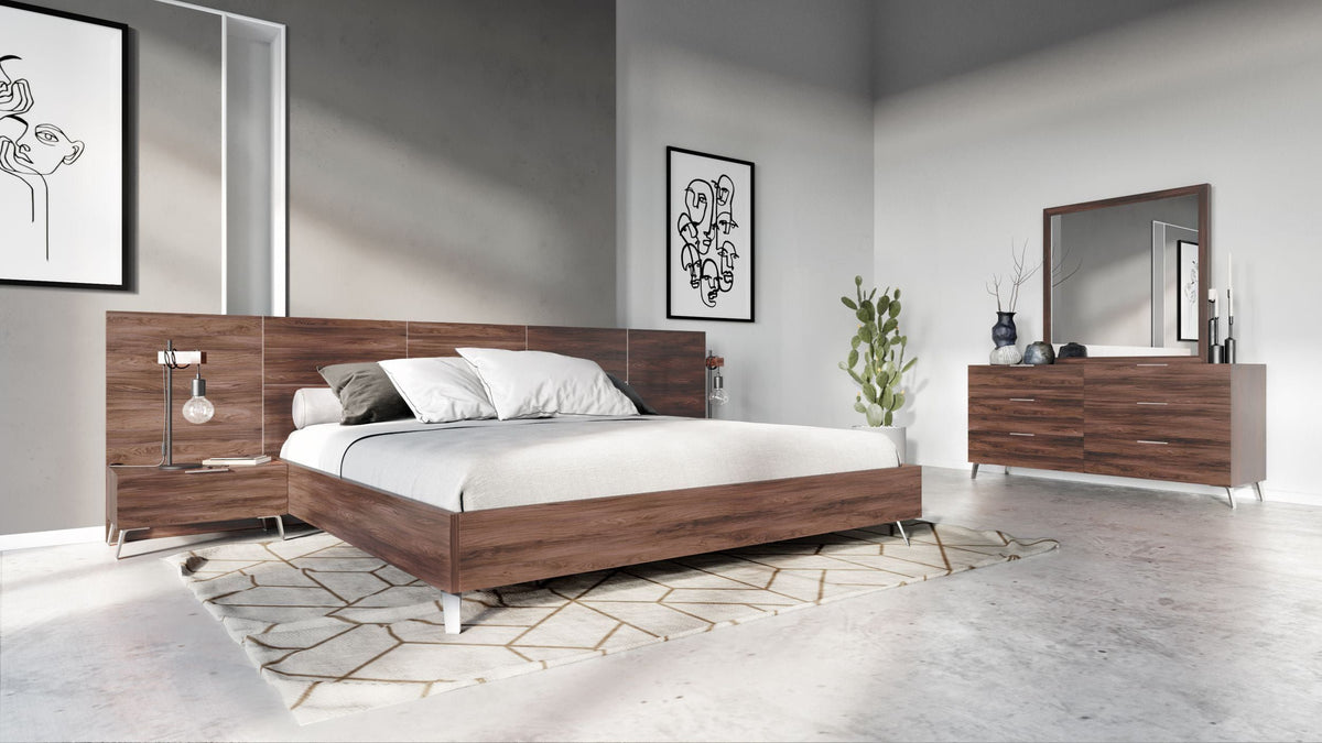 Nova Domus Brooklyn - Italian Modern Walnut Bed Set