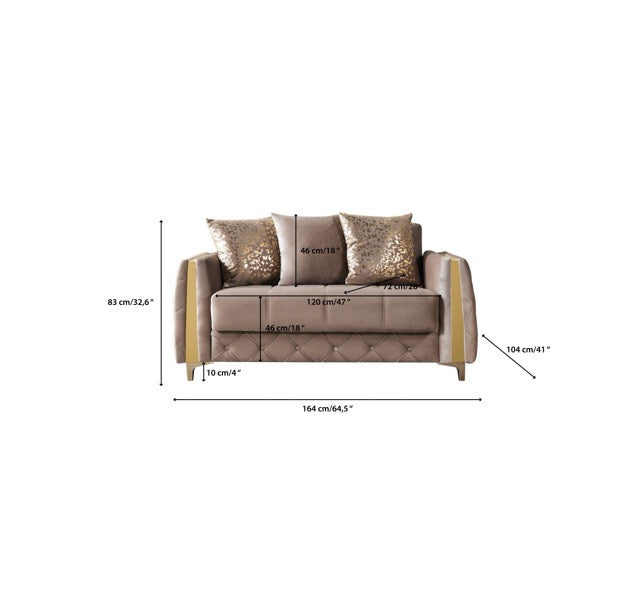 Florence Coffee Velvet Sofa & Loveseat