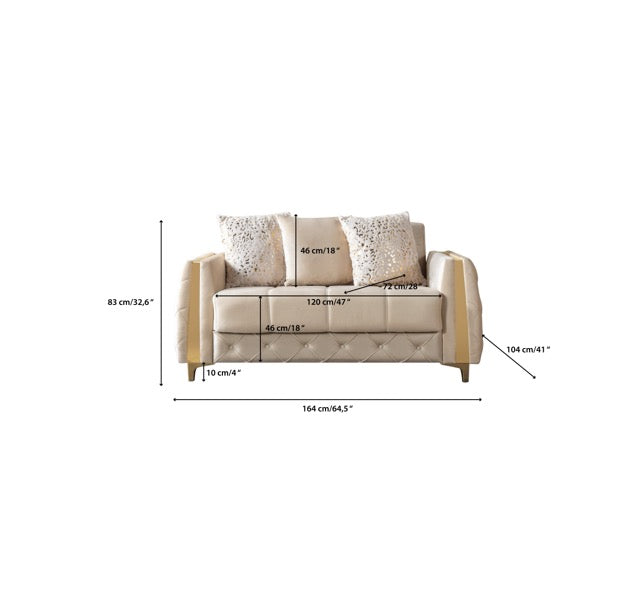 Florence Ivory Velvet Loveseat