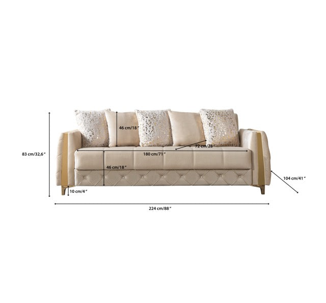 Florence Ivory Velvet Convertible Sofa