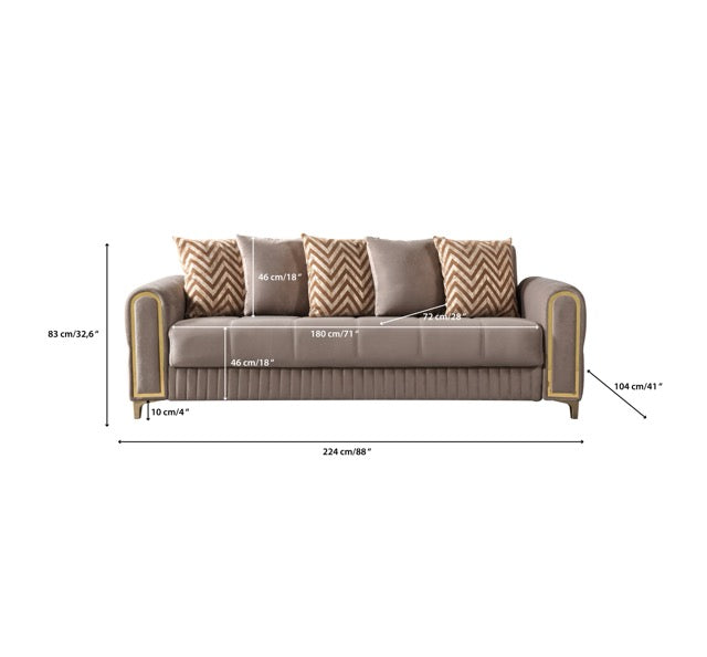 Sandra Coffee Velvet Convertible Sofa