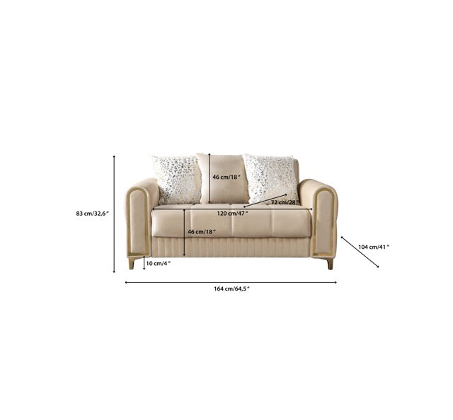 Sandra Ivory Velvet Loveseat