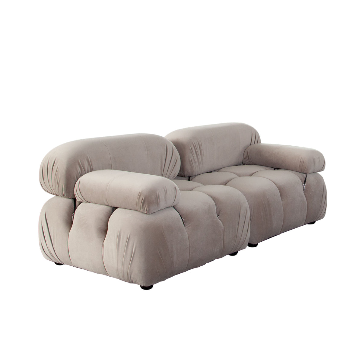 Paloma 2PC Modular 74 Inch Sofa in Mink Tan Velvet