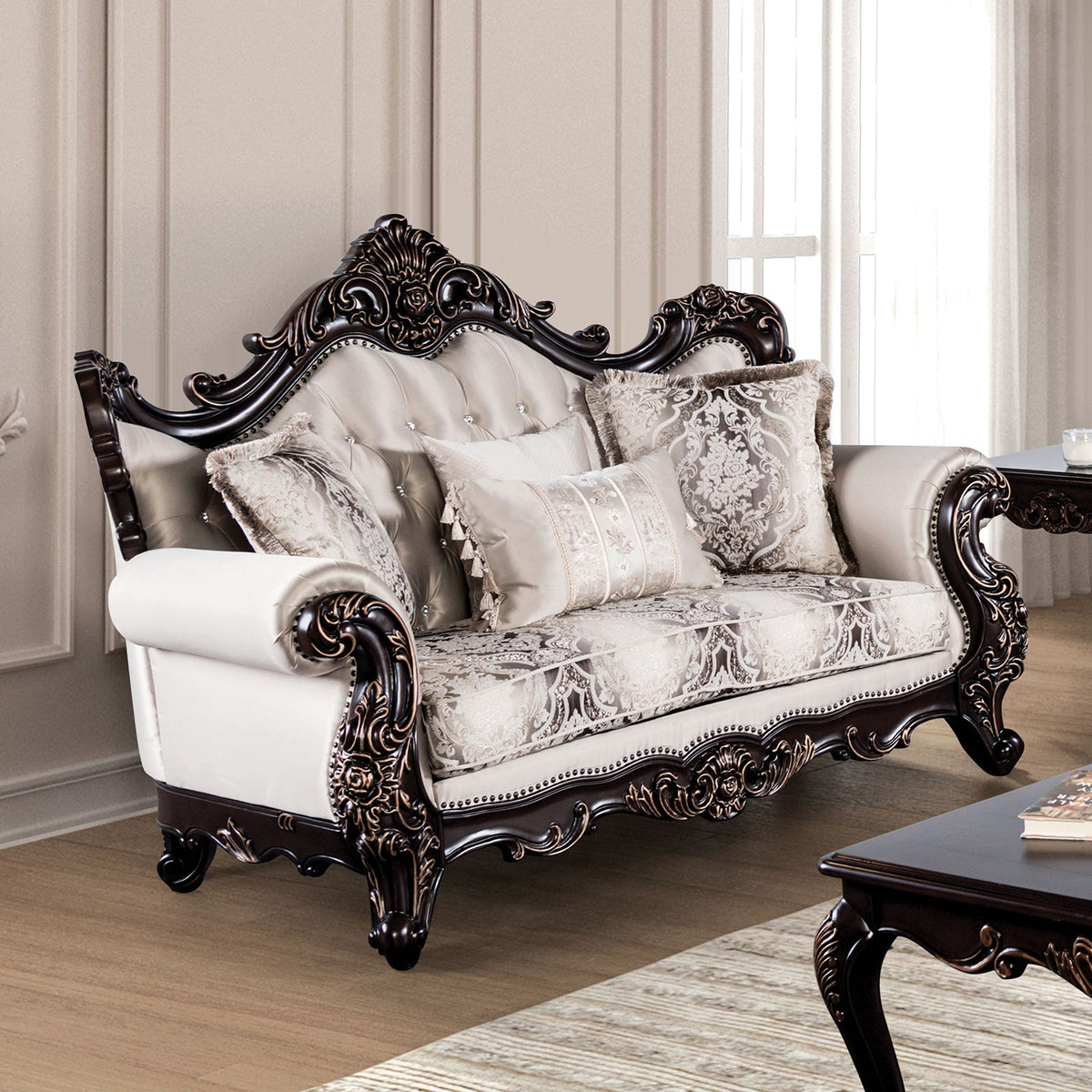 Palencia Dark Cherry/Beige Traditional Living Room Set