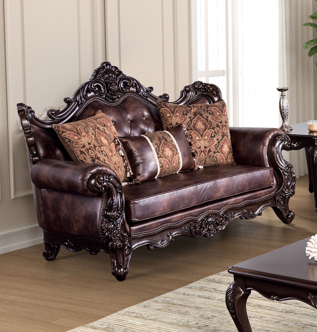 Palencia Dark Cherry/Brown Traditional Living Room Set