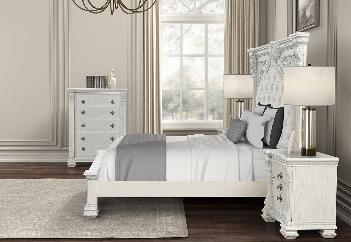 Promenade Wire Brushed White Traditional Bedroom Set