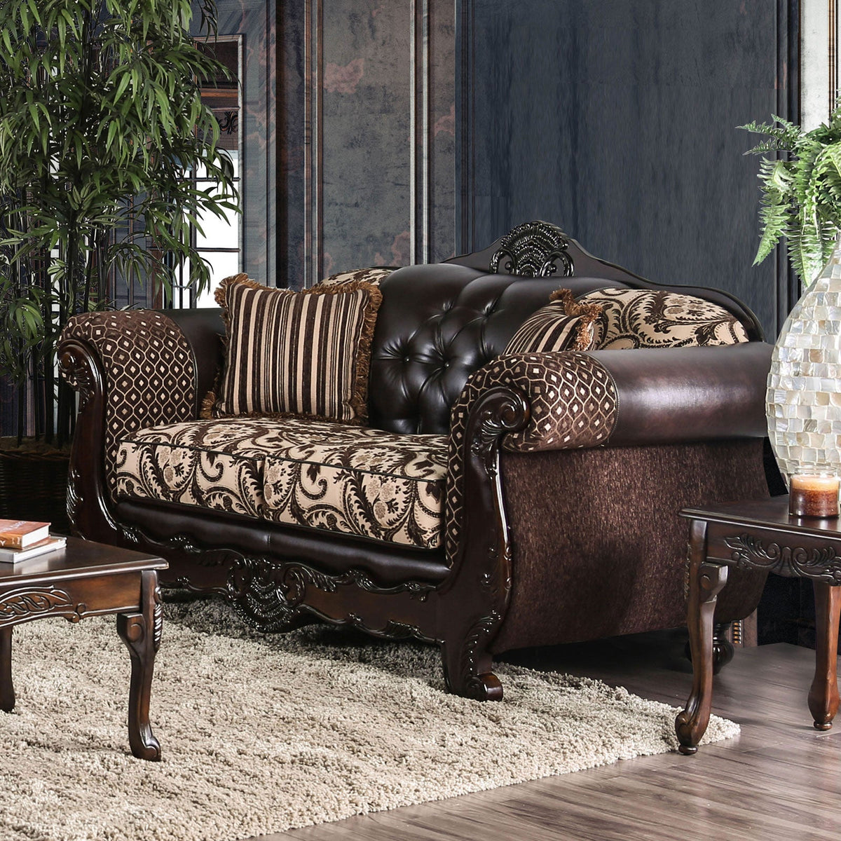 Quirino Light Brown/Dark Brown Traditional Living Room Set