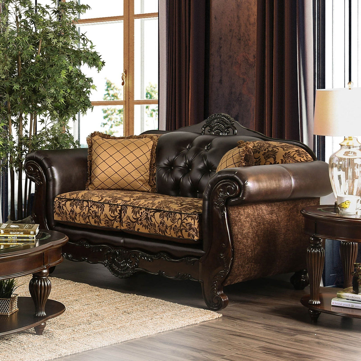Quirino Tan/Dark Brown Traditional Living Room Set