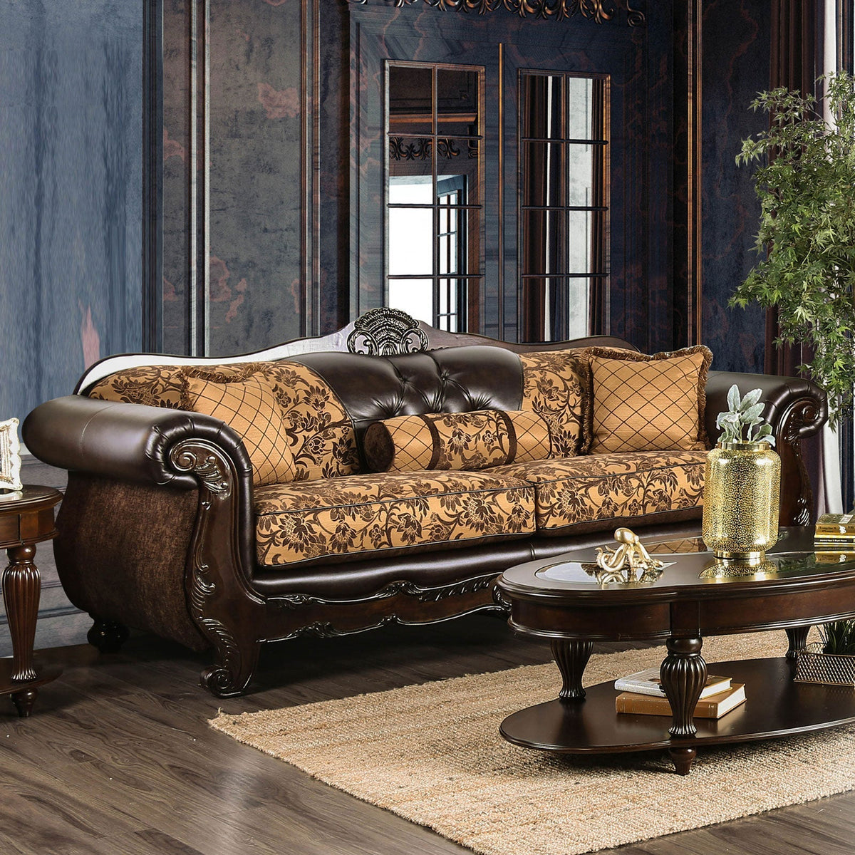 Quirino Tan/Dark Brown Traditional Living Room Set