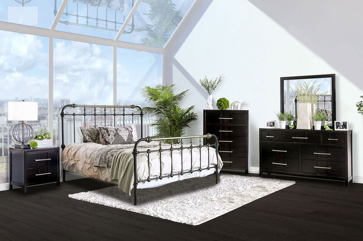 Riana Antique Black Queen Bed