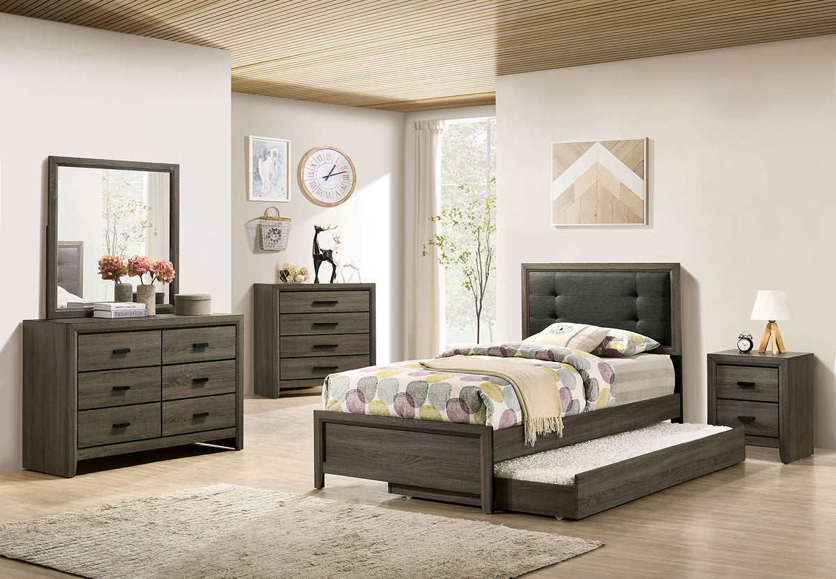 Roanne Gray/Charcoal Twin Bed