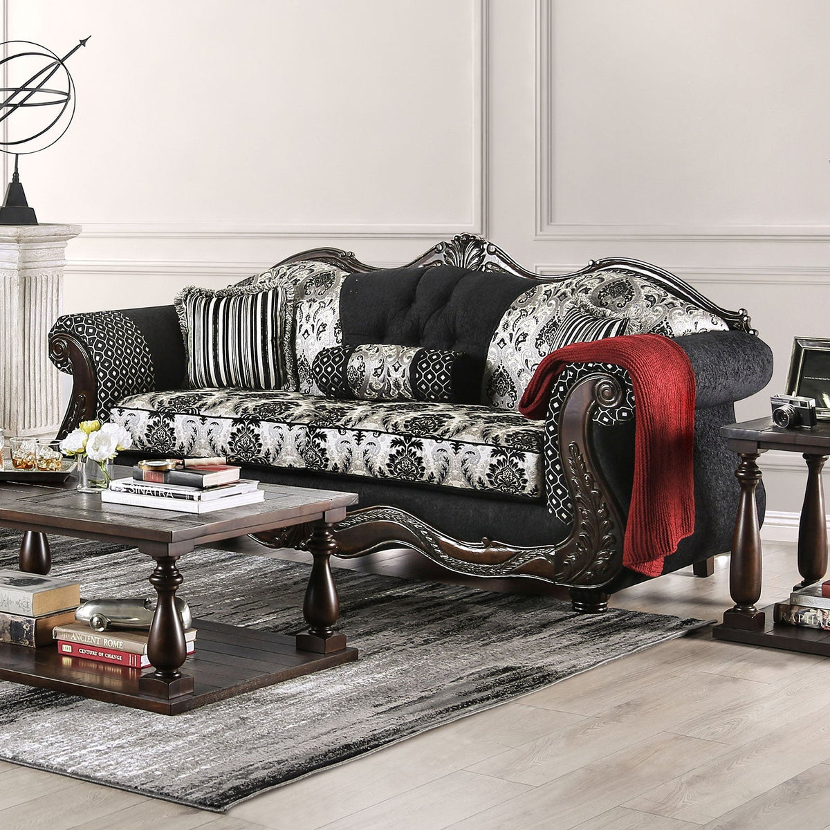 Ronja Black Traditional Living Room Set
