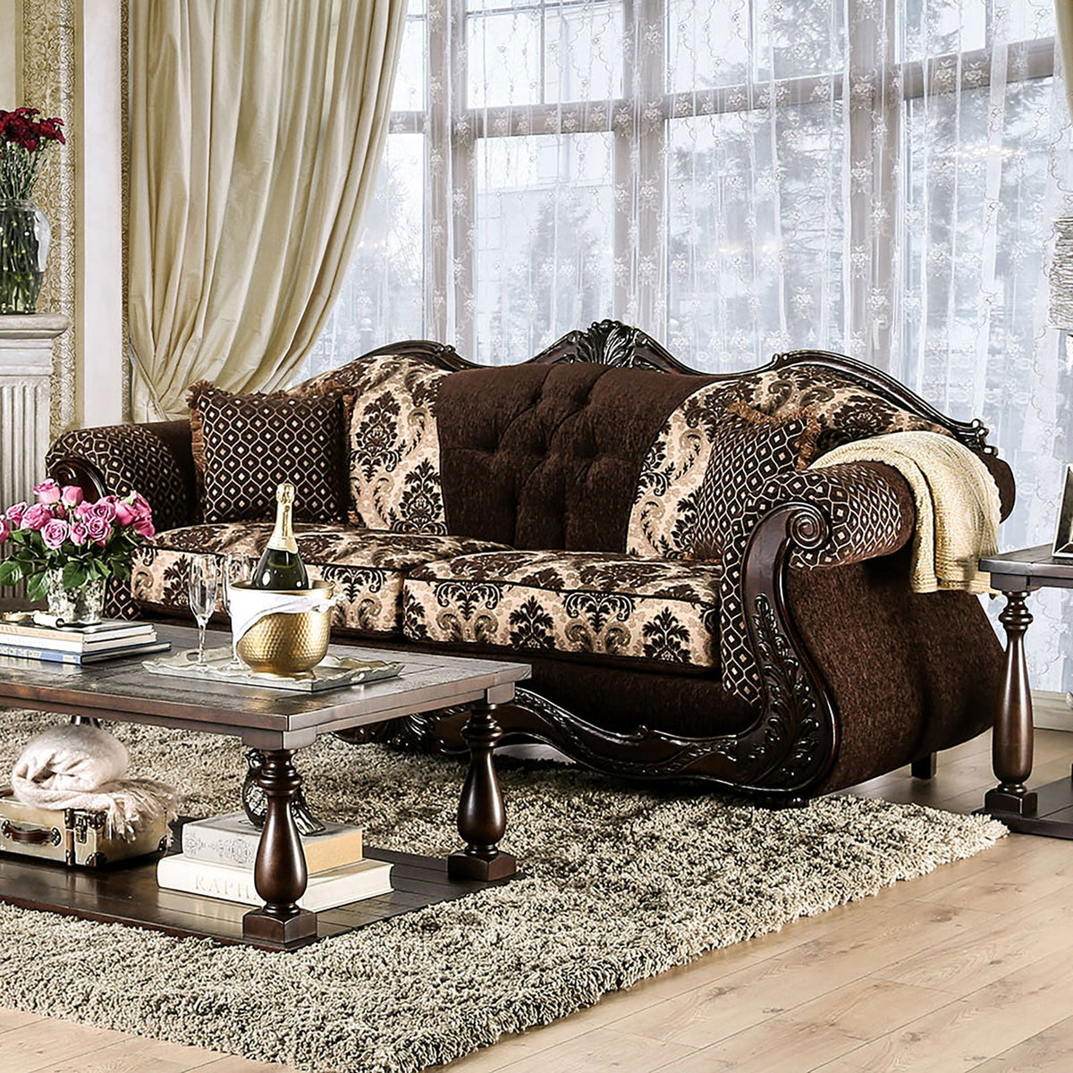 Ronja Dark Brown Traditional Living Room Set