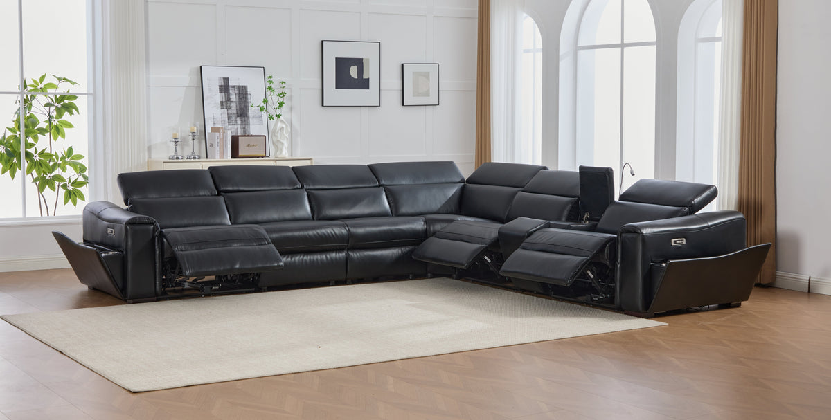 Divani Noir Power Reclining Sectional
